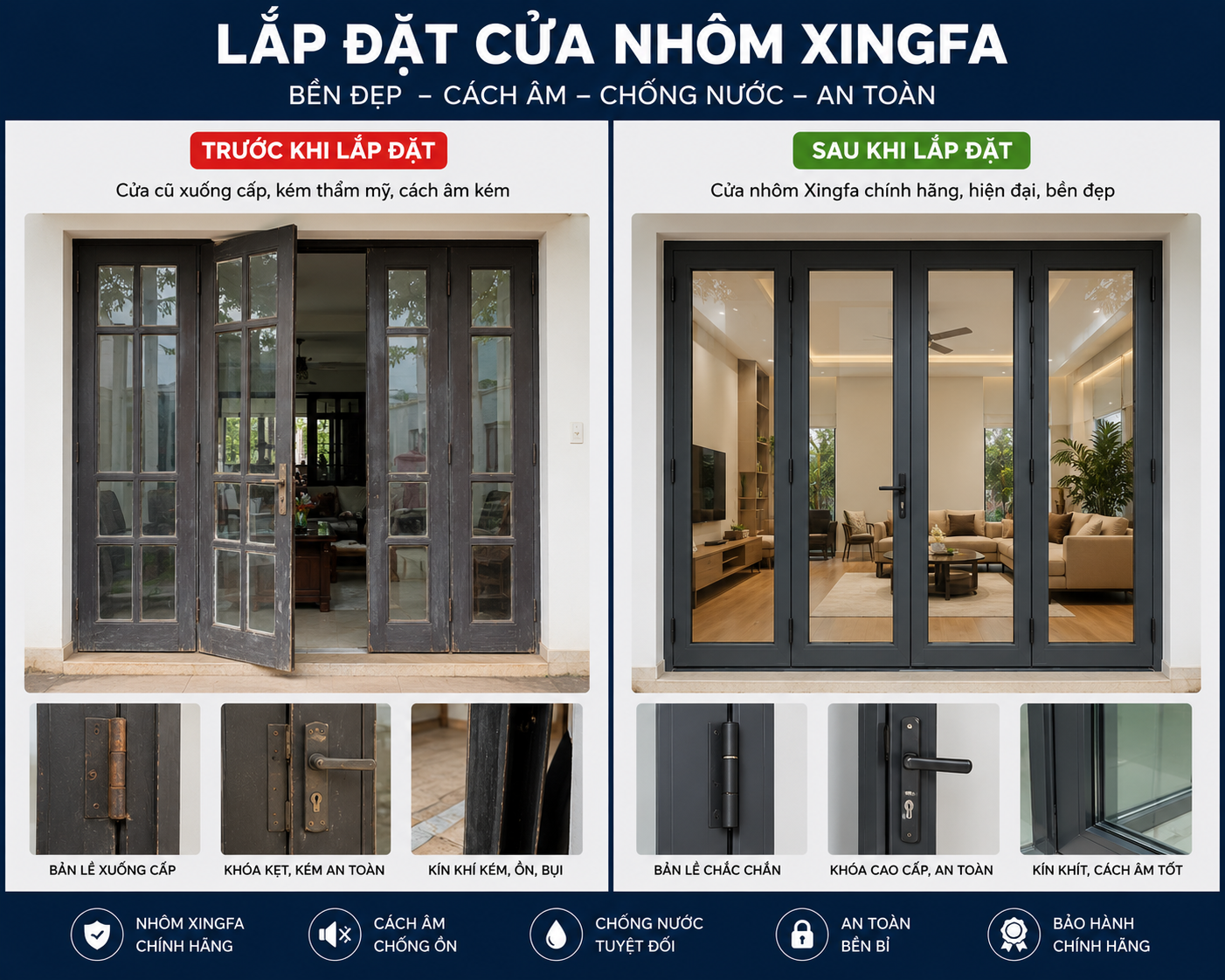 Lắp đặt cửa nhôm xingfa