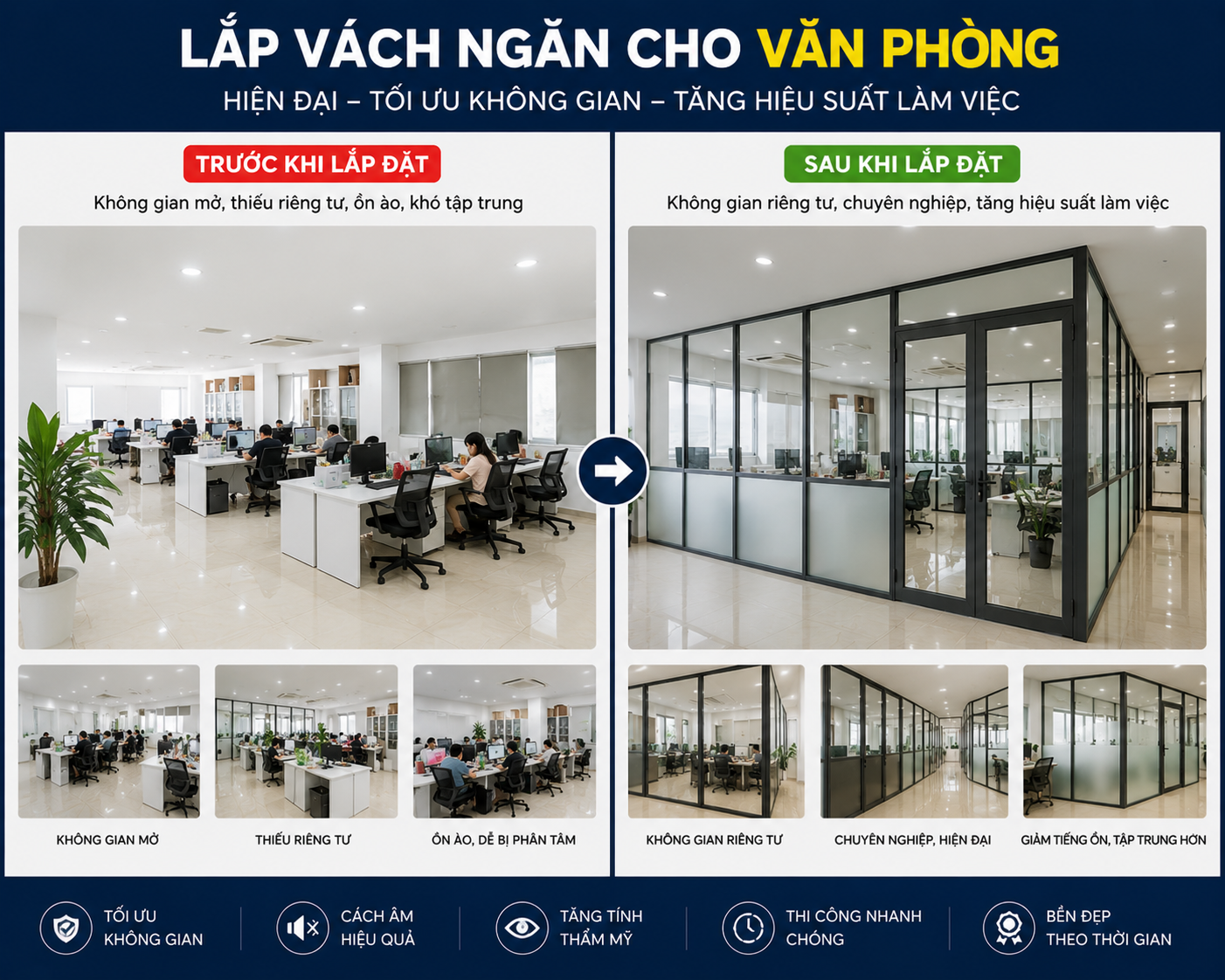 Làm vách ngăn cho văn phòng